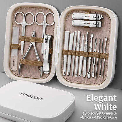 Stainless Steel Nail Clipper Set, 10-22PCS Manicure & Pedicure Tools with Portable Case - Bond Well Supplies