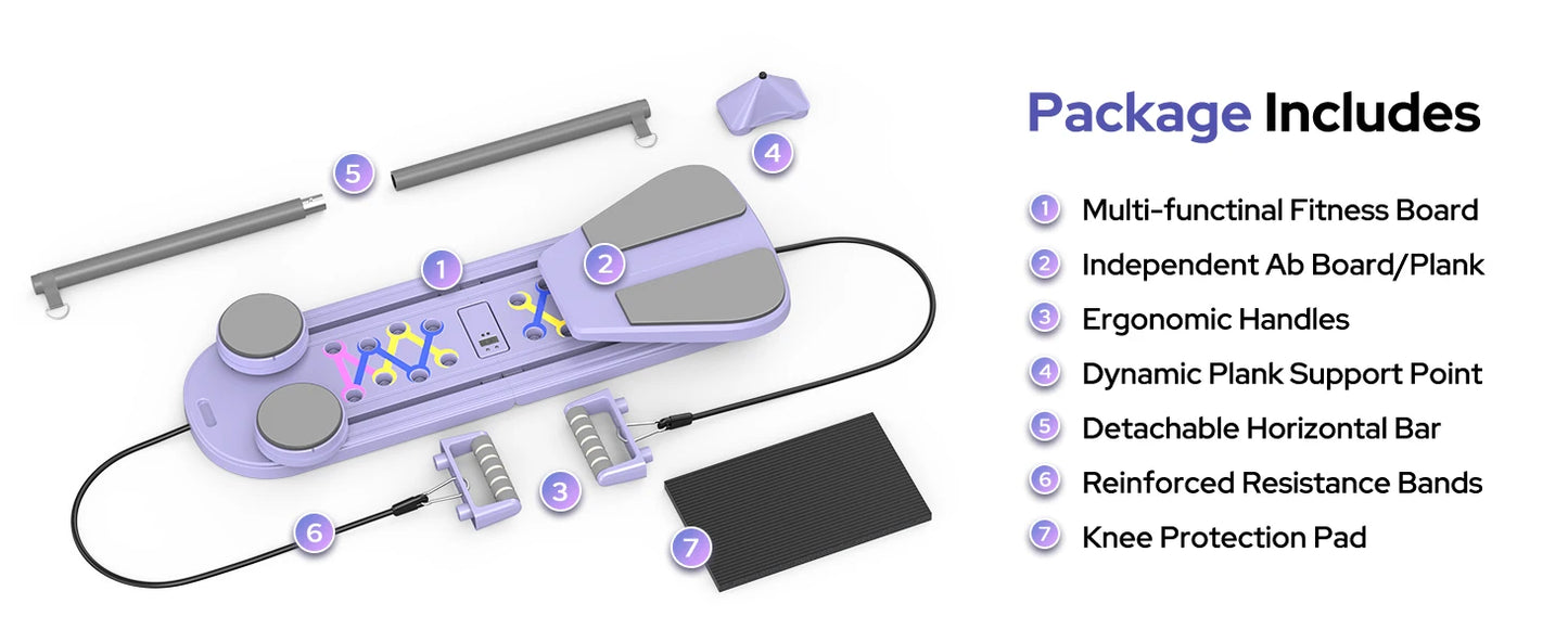 Portable Pilates Reformer Board for Strength, Core Training and Total Body Exercise