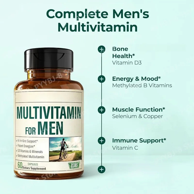 Multivitamin for Men with Methylated Vitamins & Chelated Minerals, Daily Energy & Immune Support - Bond Well Supplies