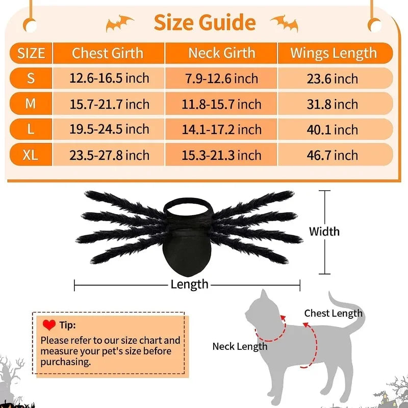 Glowing Spider Dog Halloween Costume, LED Light-Up Pet Cosplay Outfit for Halloween Parties - Bond Well Supplies