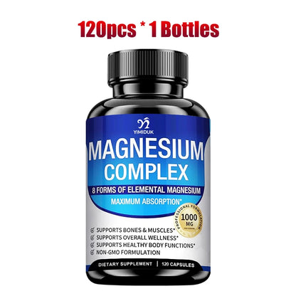 Magnesium Capsules with Glycinate, Malate & Citrate Blend for Muscle, Bone and Sleep Support