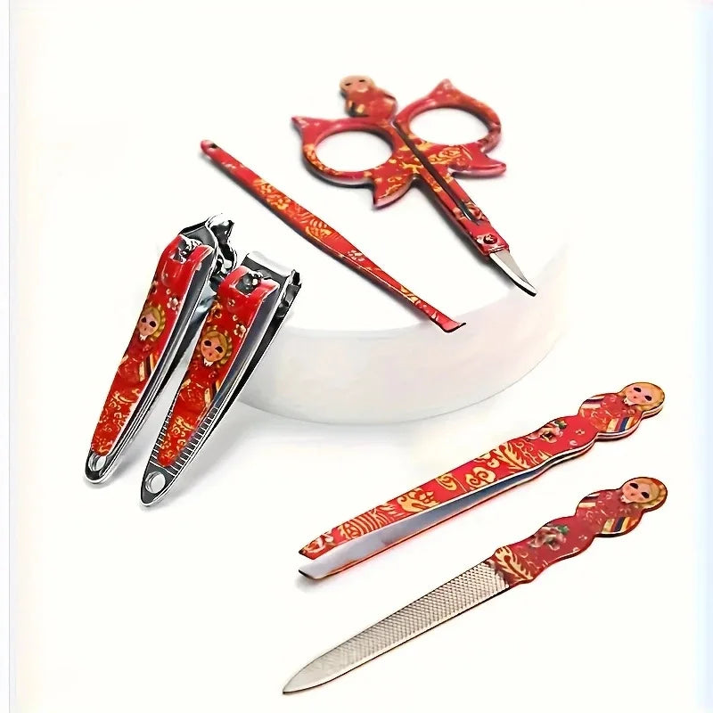 6-Piece Nail Care Kit, Russian Doll Manicure Scissors, Nail Clippers & Tip Cutter for Travel & Grooming - Bond Well Supplies