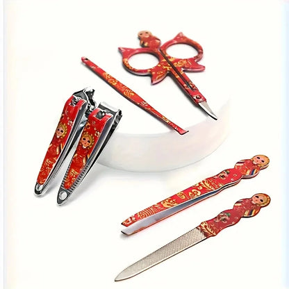 6-Piece Nail Care Kit, Russian Doll Manicure Scissors, Nail Clippers & Tip Cutter for Travel & Grooming - Bond Well Supplies