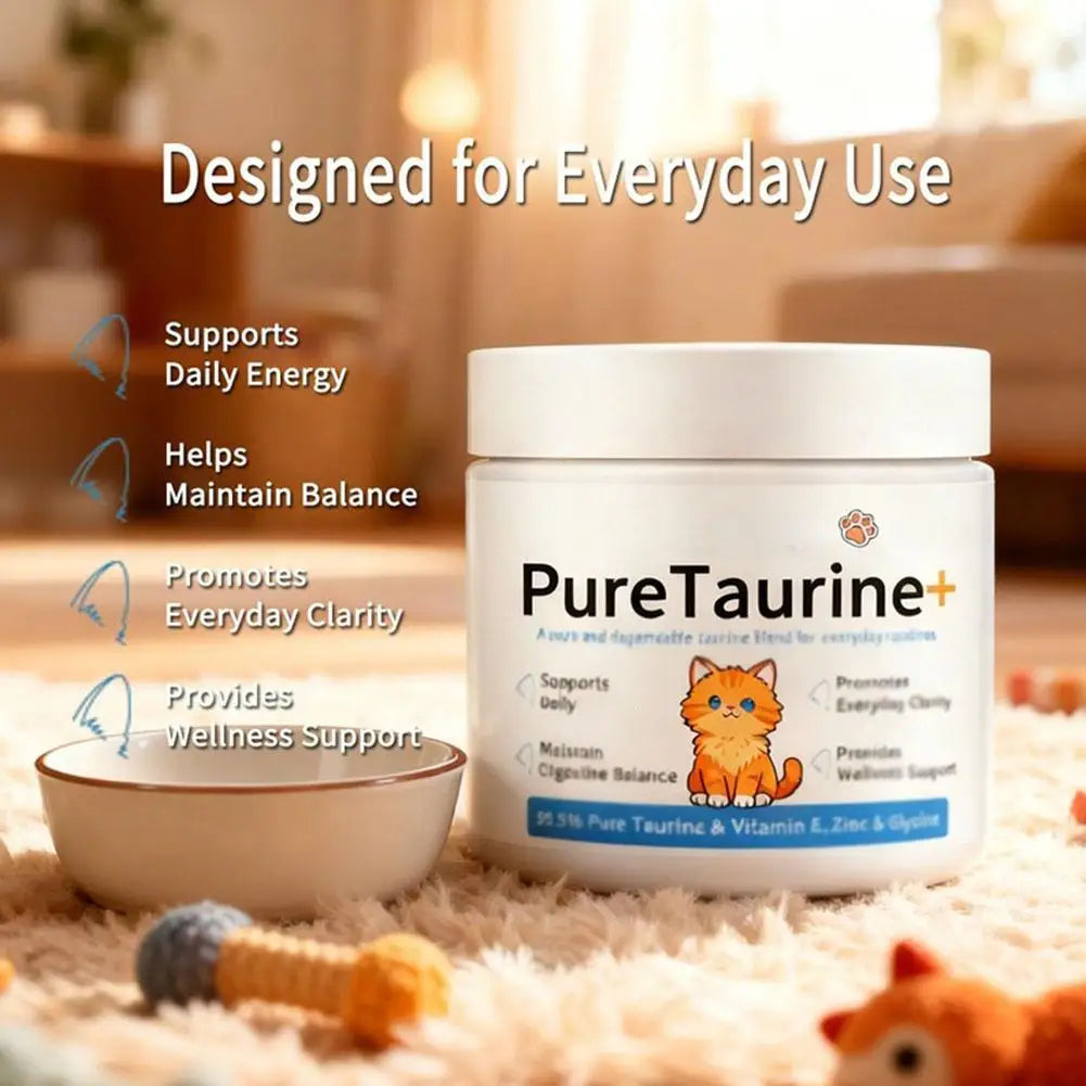 Cat Wellness Powder Supplement, 200g 99.9% Pure Taurine with Vitamin E & Zinc for Sensitive Pets SEO-Optim - Bond Well Supplies