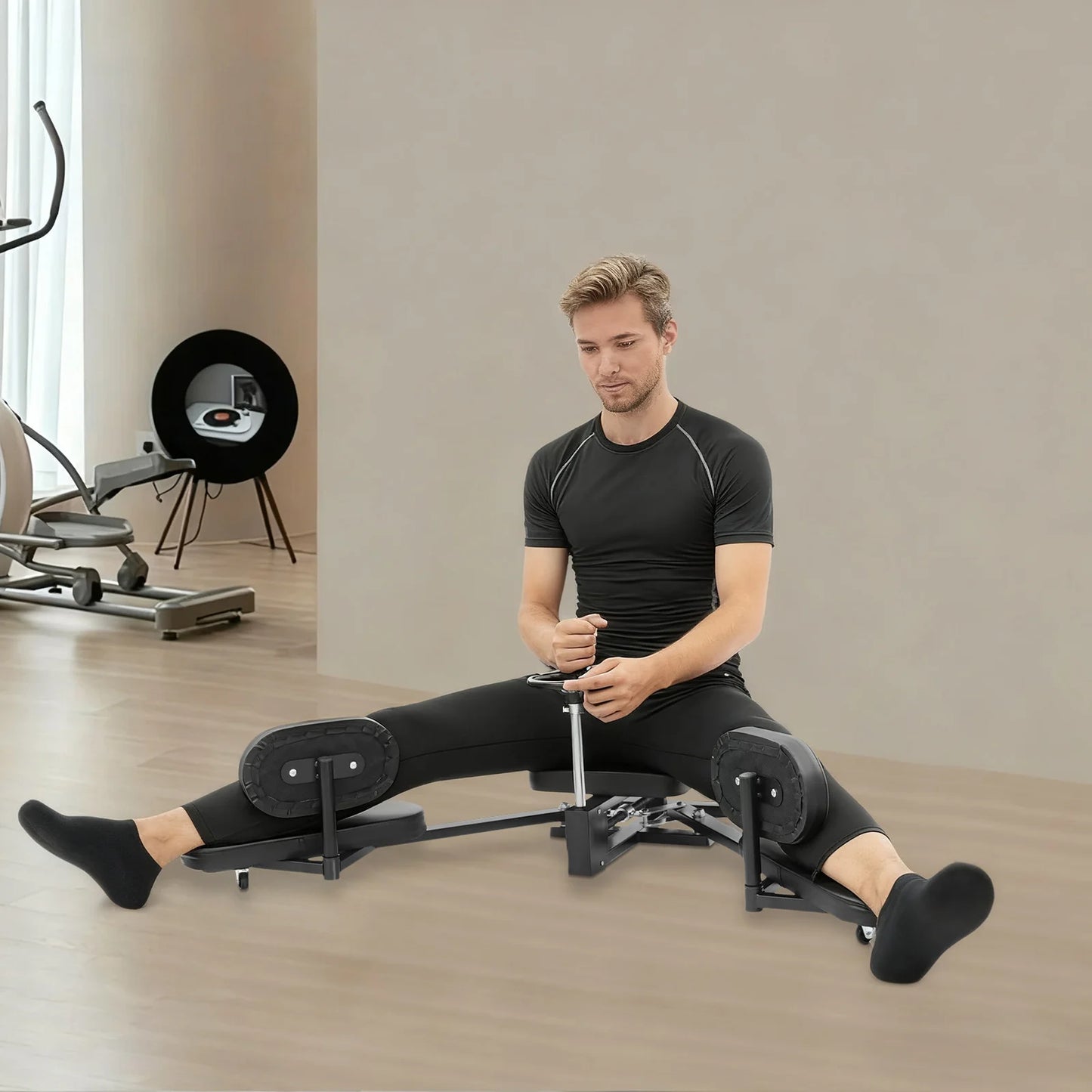 Adjustable Leg Stretching Machine, Horizontal Split Trainer with PU Padded Cushion, 220.46 lb Capacity