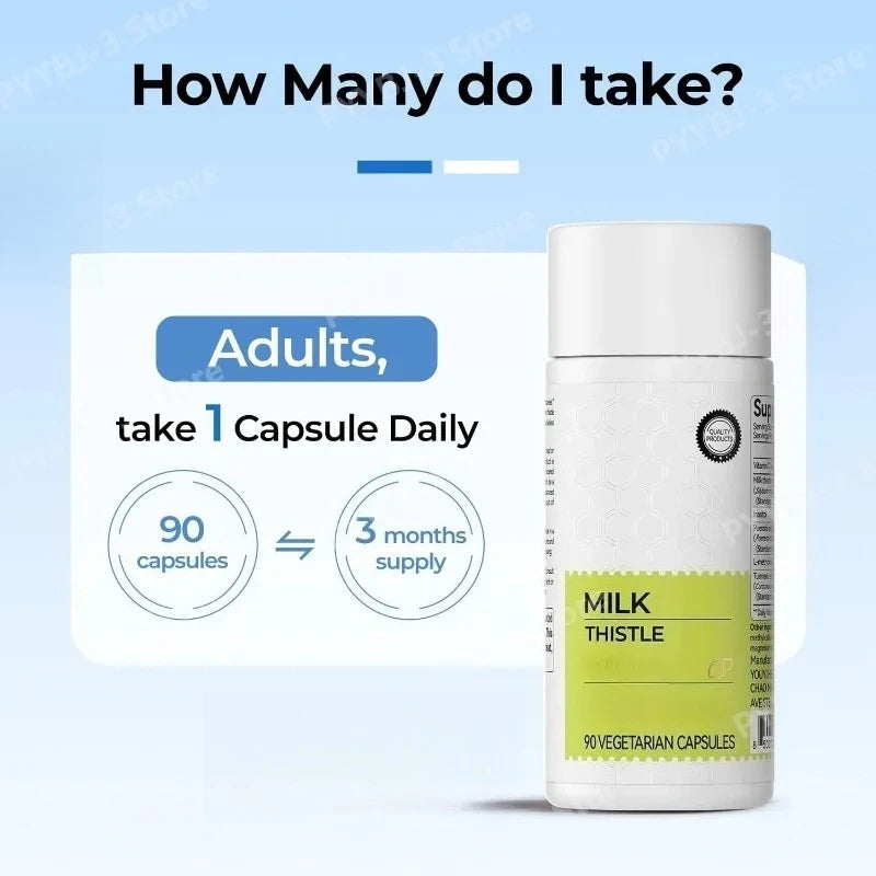 Milk Thistle Herbal Supplement 300mg with Vitamin C & Inositol, 90 Capsules, Non-GMO & Gluten-Free - Bond Well Supplies