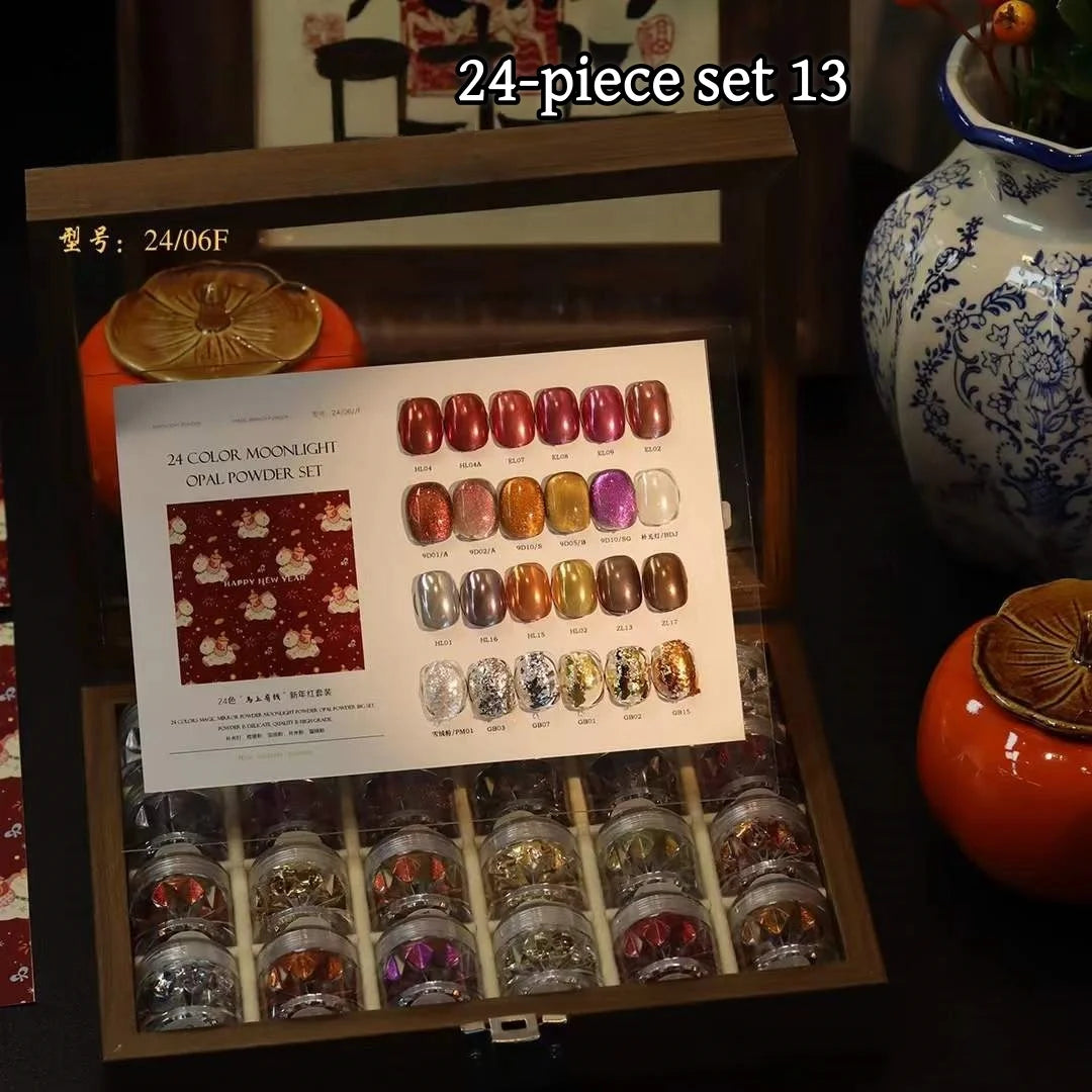 High-End Nail Art Set with 24 Mirror Powder Colors and Ultra-Fine Glitter Effects