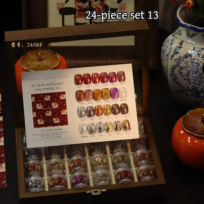 High-End Nail Art Set with 24 Mirror Powder Colors and Ultra-Fine Glitter Effects