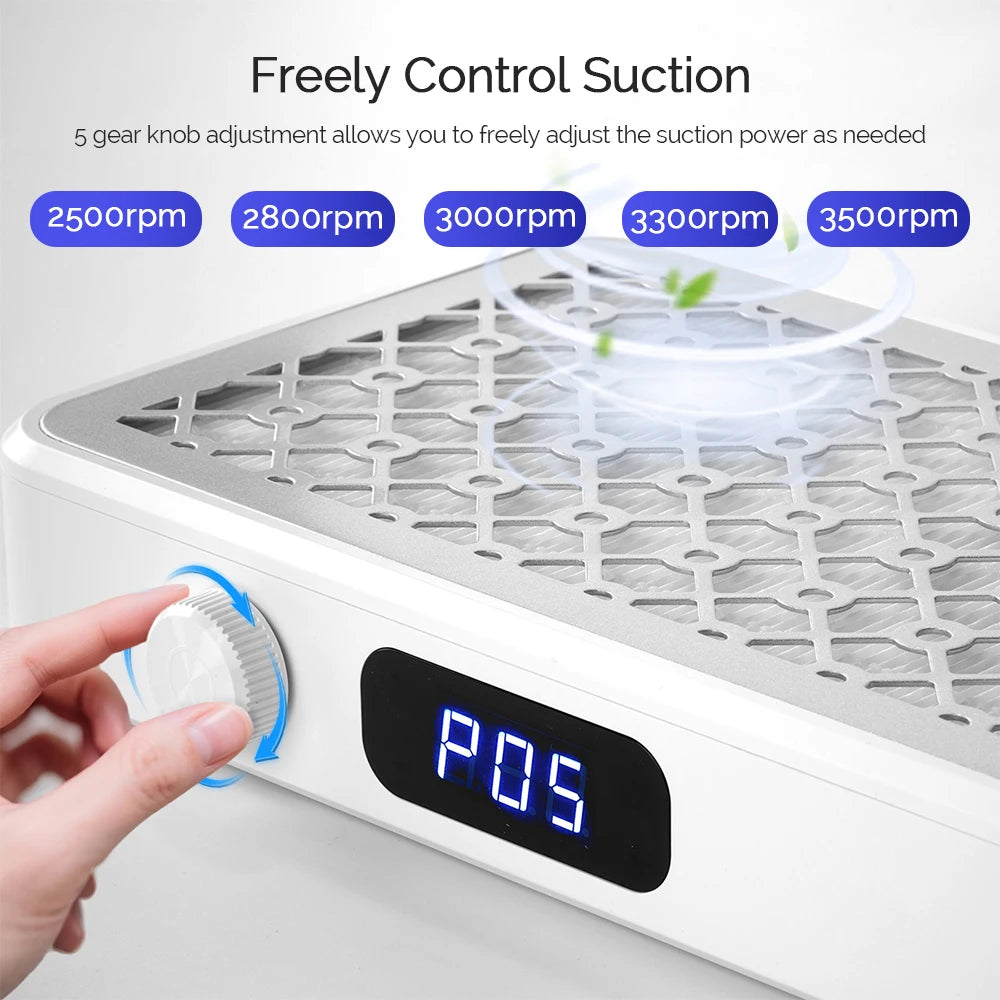Turbo Nail Dust Extractor, Brushless Vacuum Collector for Manicure Tables