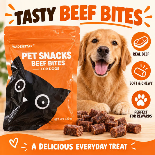 Soft Chewy Beef Dog Treats, Training Snack Bites & Daily Rewards for Dogs of All Sizes, Resealable 120g Pack - Bond Well Supplies