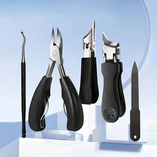 5PCS Ingrown Toenail Tool Set, Stainless Steel Nail Clipper, Cuticle Nipper, Nail File & Cuticle Pusher - Bond Well Supplies