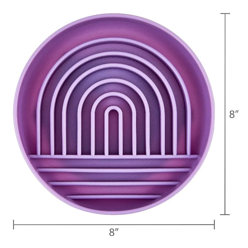 Slow Feeder Pet Bowl, Purple Rainbow Design for Dogs & Cats