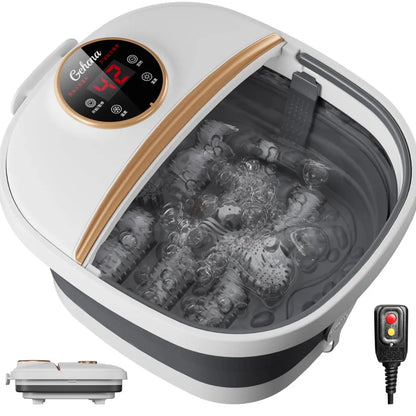 Foldable Electric Foot Spa Massager with Remote, Adjustable Heating, 6 Massage Rollers & Bubble Function