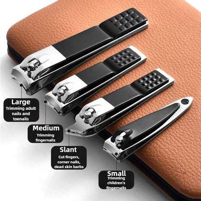 Complete 30-Piece Nail Clipper Kit, Stainless Steel Manicure & Pedicure Tools with Portable Travel Grooming Case - Bond Well Supplies