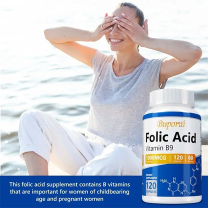 Folic Acid Supplement for Heart Health, Nervous System Health and Prenatal Support