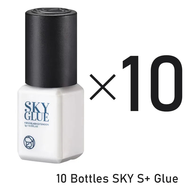 SKY Eyelash Extension Adhesive, 10 Bottles x 5ml, Black Lash Glue for Professional Makeup - Bond Well Supplies