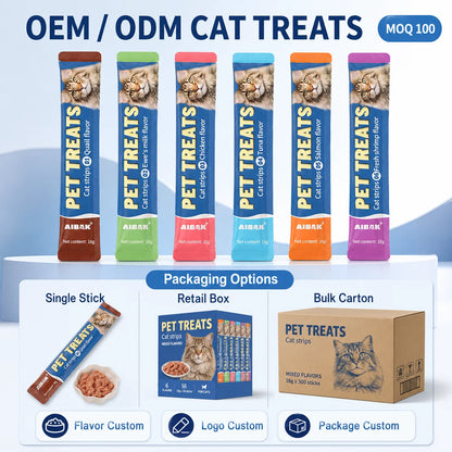 Premium Cat Treat Sticks, Soft Lickable Wet Food Snacks for Adult Cats & Kittens, Multi-Flavor - Bond Well Supplies