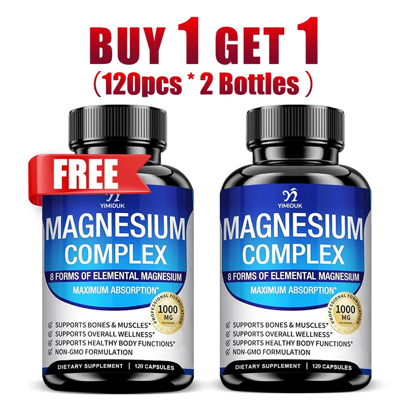 Magnesium Capsules with Glycinate, Malate & Citrate Blend for Muscle, Bone and Sleep Support