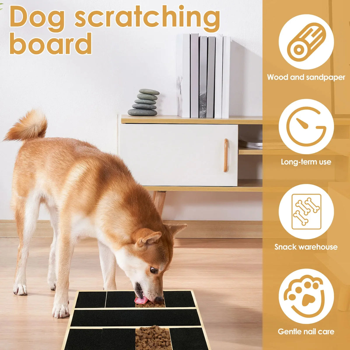 Dog Nail Scratch Pad, Non-Slip Nail File Board with Replacement Sandpaper & Built-In Treat Box for Pet Grooming - Bond Well Supplies