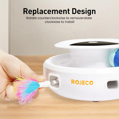 ROJECO 2-in-1 Smart Pet Toy Set with Automatic Feather and Rolling Ball