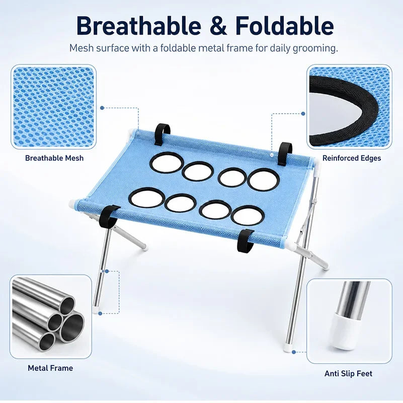 Portable Pet Bathing Frame, Foldable Grooming Hammock with Breathable Washable Mesh - Bond Well Supplies