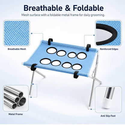 Portable Pet Bathing Frame, Foldable Grooming Hammock with Breathable Washable Mesh - Bond Well Supplies