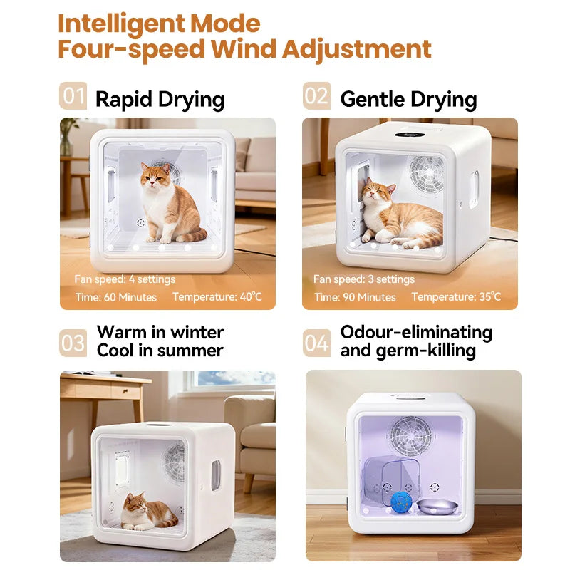 Automatic Pet Grooming Dryer Box, Large Capacity 70L with Adjustable Temperature and Speed Settings