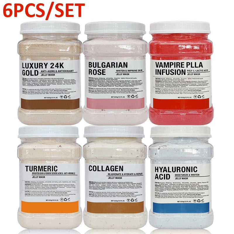 Professional Jelly Mask Powder Set, 6 Facial Masks for Skin Care