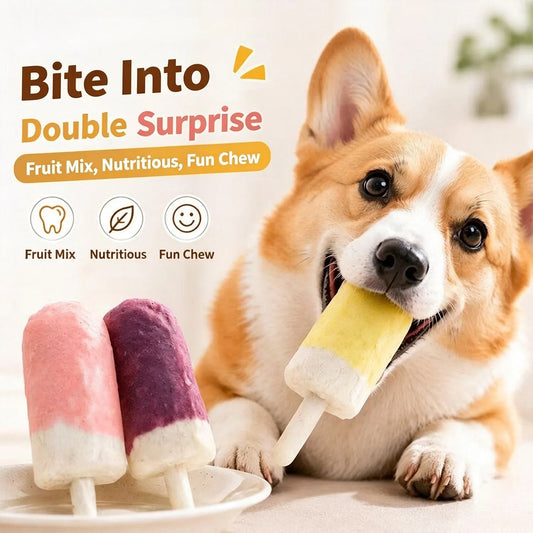 Chicken-Wrapped Collagen Dog Chews, Ice Cream Glaze Treats in Strawberry, Vanilla & Taro Flavors - Bond Well Supplies