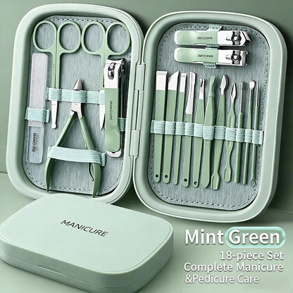 Stainless Steel Nail Clipper Set, 10-22PCS Manicure & Pedicure Tools with Portable Case - Bond Well Supplies
