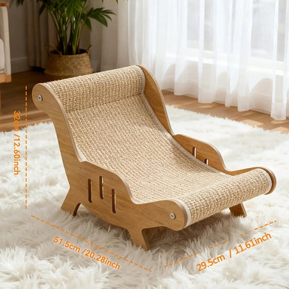 Oversized Cat Scratcher & Lounge Chair, Breathable Natural Sisal Pet Bed for Indoor Cats - Bond Well Supplies