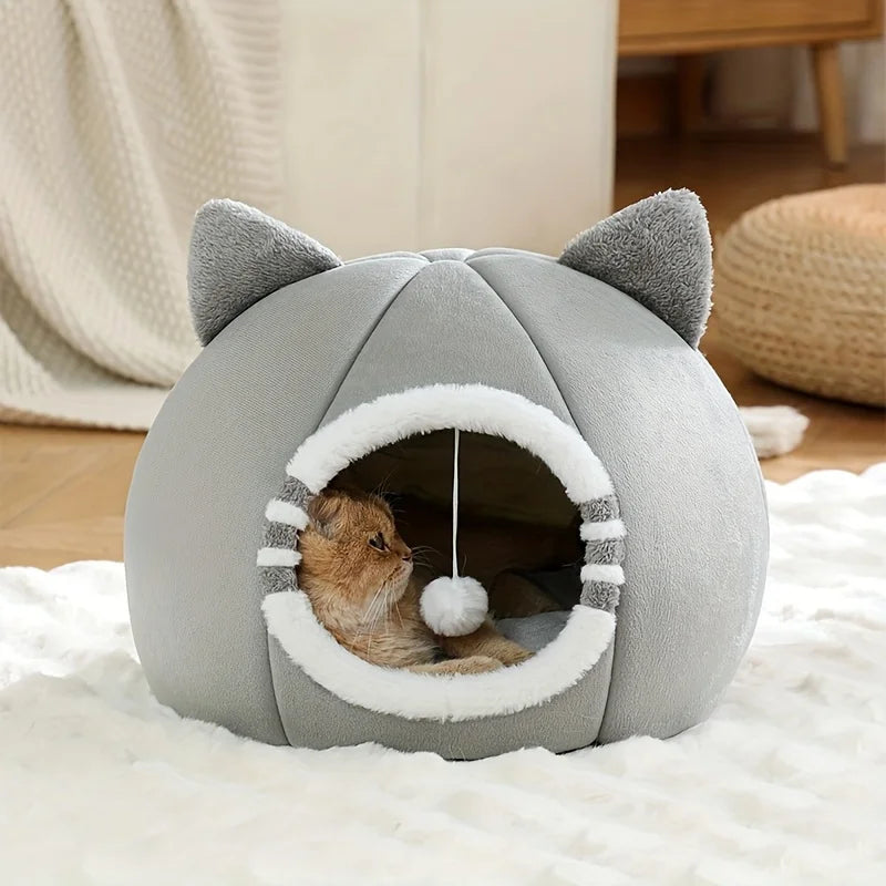 Cozy Cat Bed Cave, Soft Pet House with Removable-Style Mat for Indoor Cats & Small Pets - Bond Well Supplies