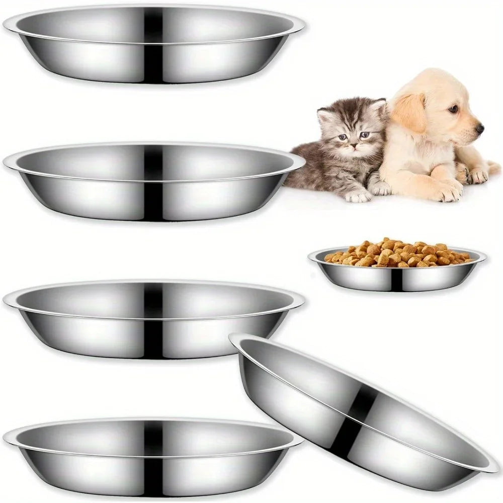 Large Capacity Stainless Steel Dog Bowl, Durable Metal Food & Water Feeding Dish for Cats & Dogs - Bond Well Supplies