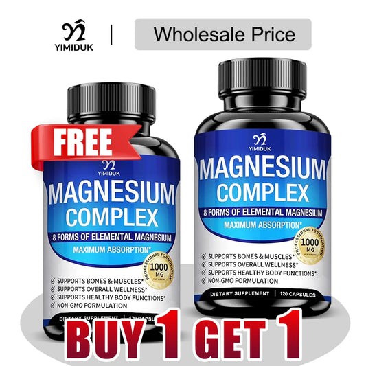 Magnesium Capsules with Glycinate, Malate & Citrate Blend for Muscle, Bone and Sleep Support