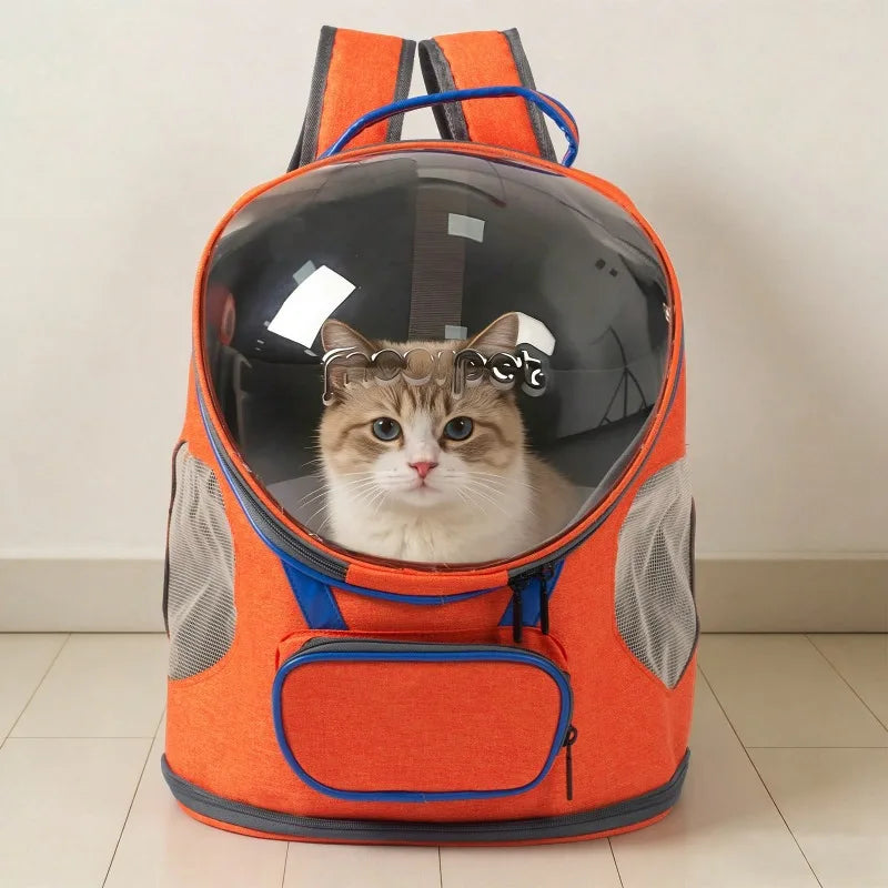 Portable Cat & Dog Backpack Carrier, Foldable Transparent Design with Zipper Closure