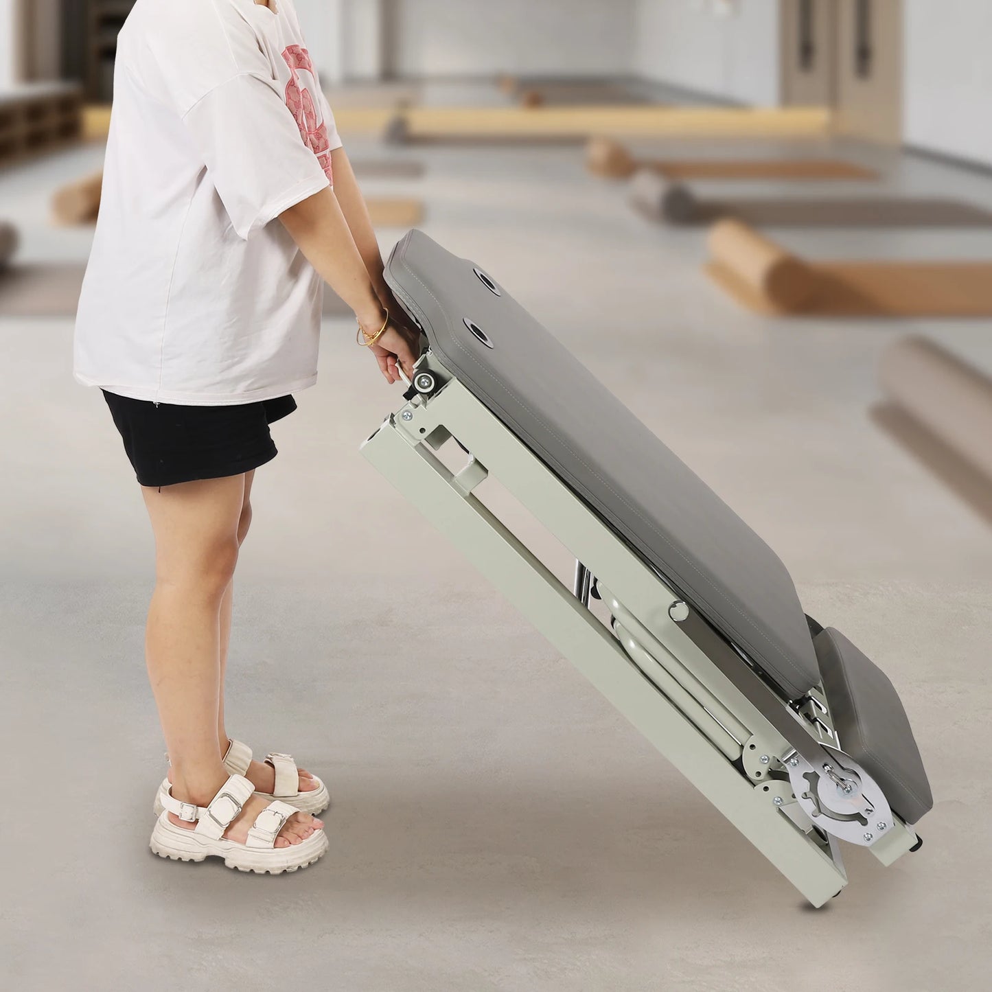 Foldable Pilates Reformer Machine for Home Use with Dual Resistance Springs and Cords