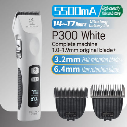 Fenice Professional Cordless Pet Hair Clipper, Rechargeable Low-Noise Grooming Trimmer & Shaver Kit