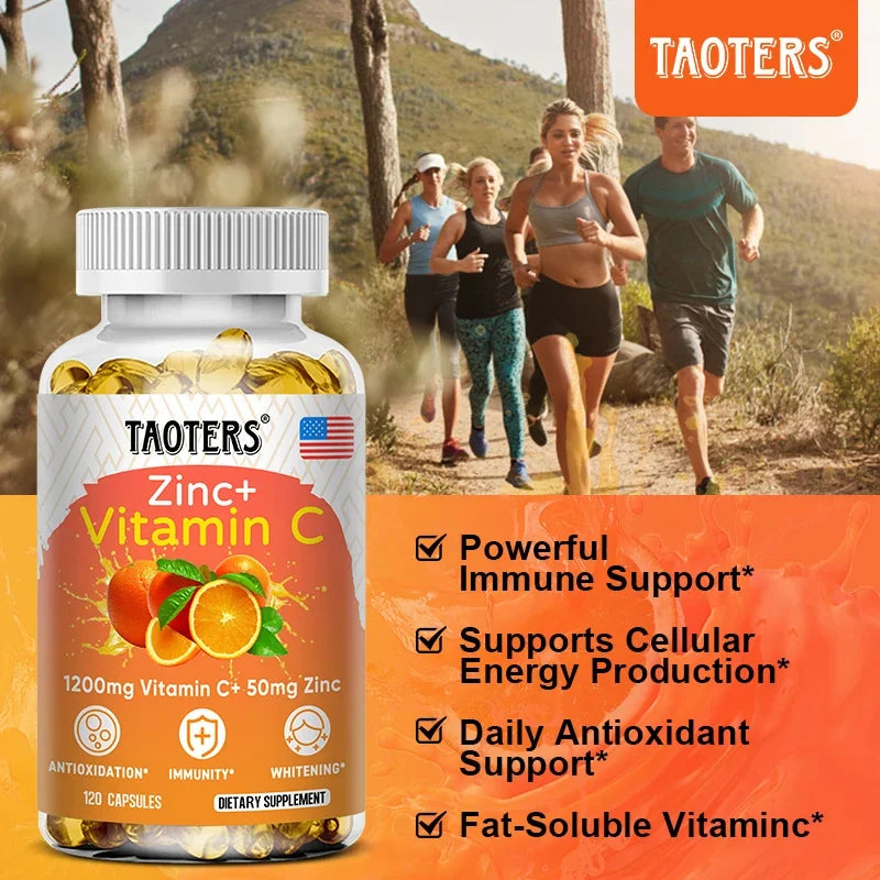 Taoters Vitamin C Zinc Supplement, High-Absorption Formula for Daily Immune, Skin & Antioxidant Wellness - Bond Well Supplies