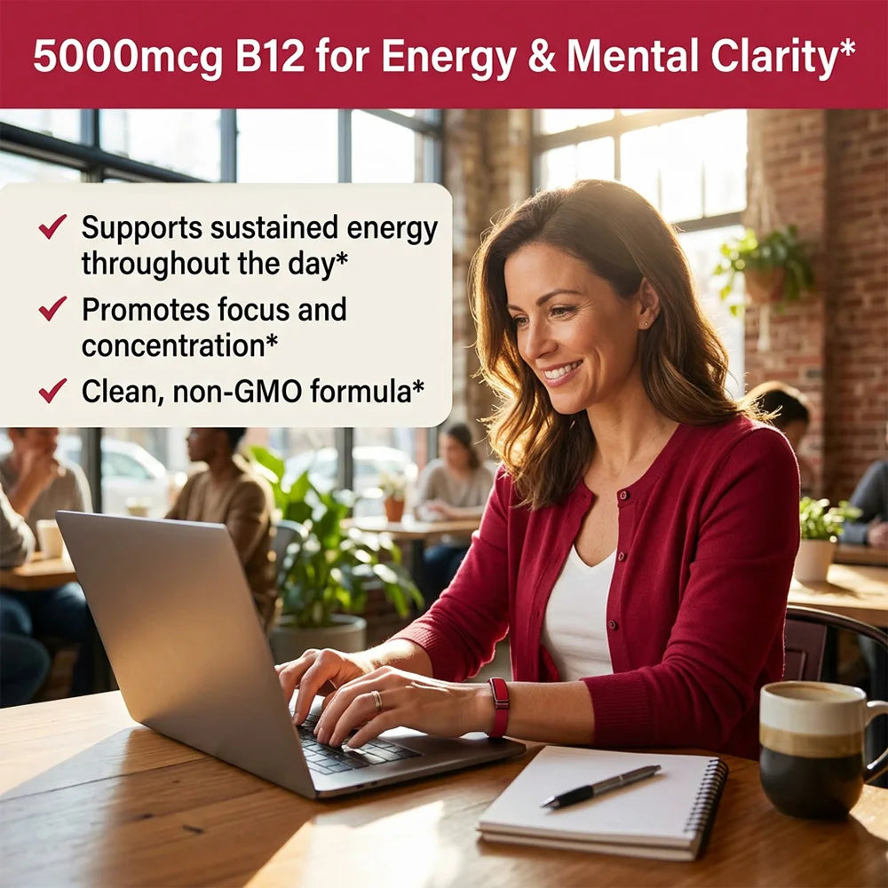 Vitamin B12 with Collagen & Hyaluronic Acid, Daily Energy, Nervous System & Overall Wellness Support SEO-Optimi - Bond Well Supplies