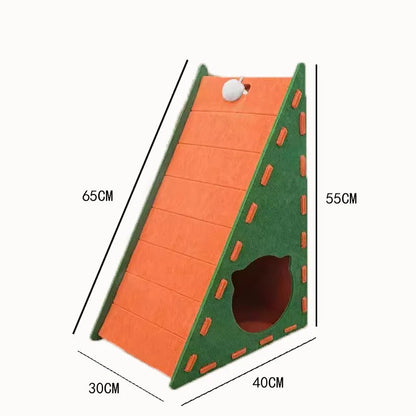 Wear-Resistant Felt Cat Bed, Cat House with Built-In Scratcher for Indoor Resting & Lounging - Bond Well Supplies
