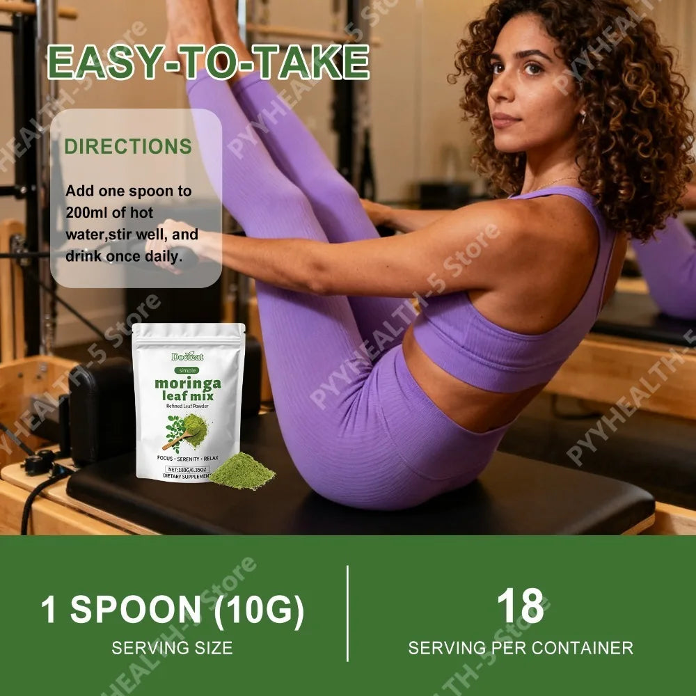 Organic Moringa Oleifera Leaf Powder 180g, Green Superfood with Vitamins A & C, Calcium & Iron - Bond Well Supplies