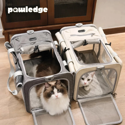 Large Foldable Pet Carrier Bag for Cats & Small Dogs, Breathable Soft-Sided Travel Tote with Top Window & Luggage Strap