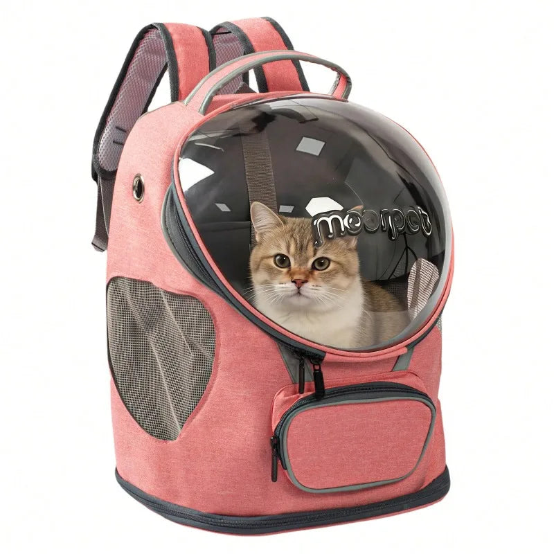 Portable Cat & Dog Backpack Carrier, Foldable Transparent Design with Zipper Closure
