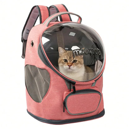 Portable Cat & Dog Backpack Carrier, Foldable Transparent Design with Zipper Closure