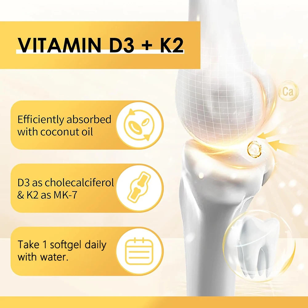 Extra Strength Vitamin D3 K2 Softgels, 10,000 IU D3 & 200mcg MK-7, Virgin Coconut Oil - Bond Well Supplies