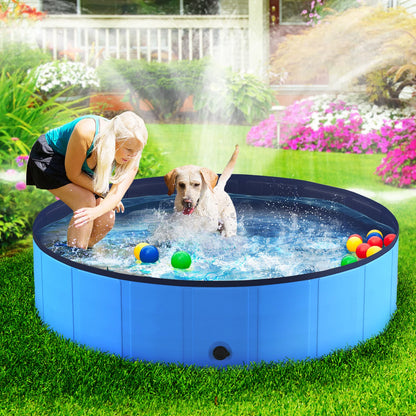 Portable Pet Bath Pool, Foldable Dog Swimming Tub with Anti-Slip Base for Dogs and Cats