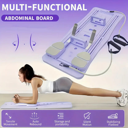 Foldable Pilates Sliding Board with Resistance Bands for Full Body Home Workouts