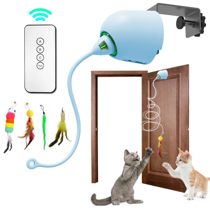 Interactive Hanging Cat Feather Toy, Automatic Electric Cat Toy for Indoor Cats