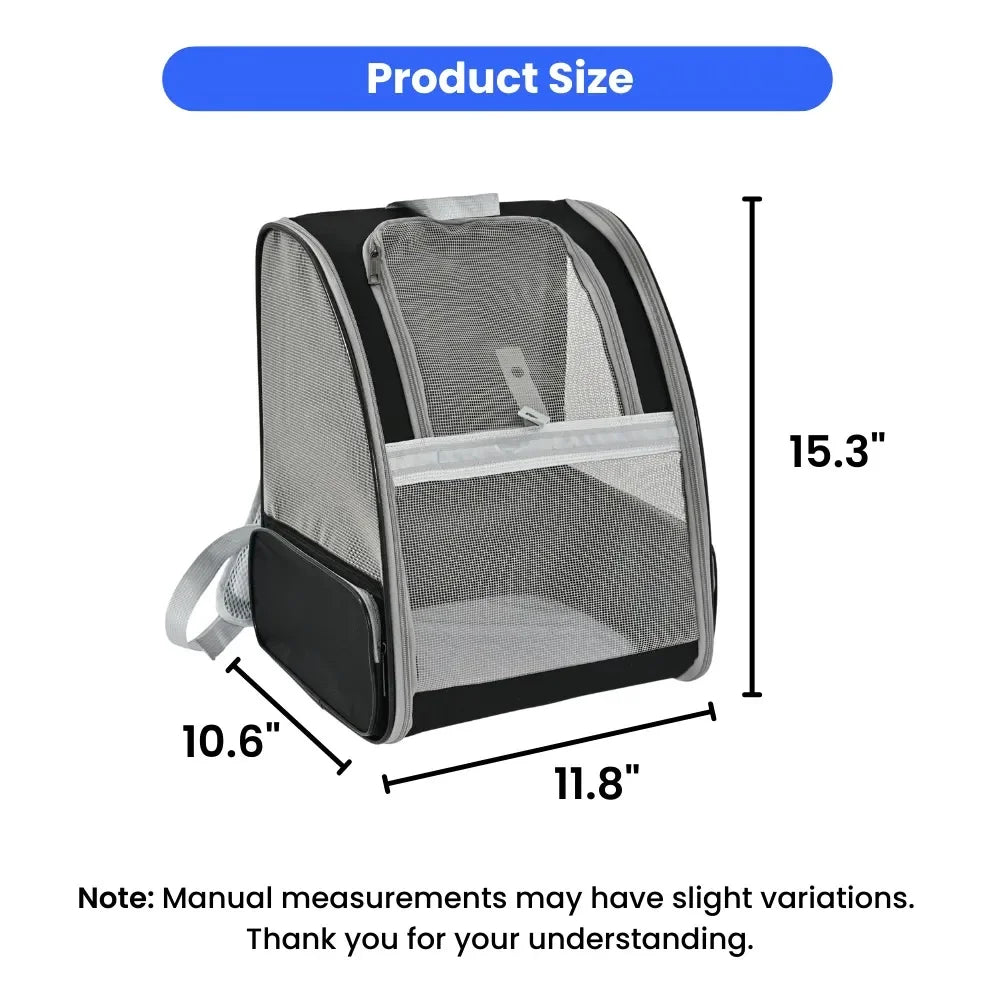 Spacious Pet Carrier Backpack, Breathable Oxford Fabric Travel Bag for Cats and Small Dogs