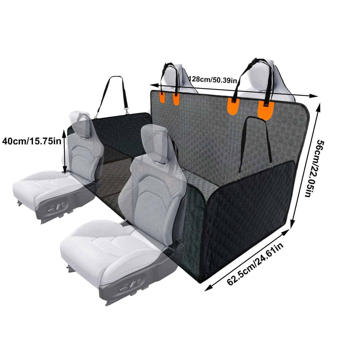 Waterproof Dog Car Seat Cover, Hard-Bottom Back Seat Protector with Extender for Travel - Bond Well Supplies